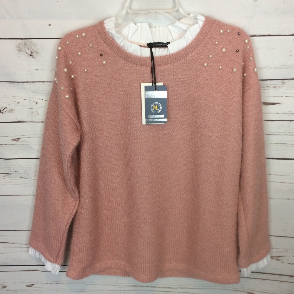 ML New Collection Pearls Crew Neck Sweater